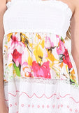 Village Venture Falda/Vestido Estampado Floral con Encaje Fresca y Casual 100% Algodón (Unitalla, Naranja) Mod 150