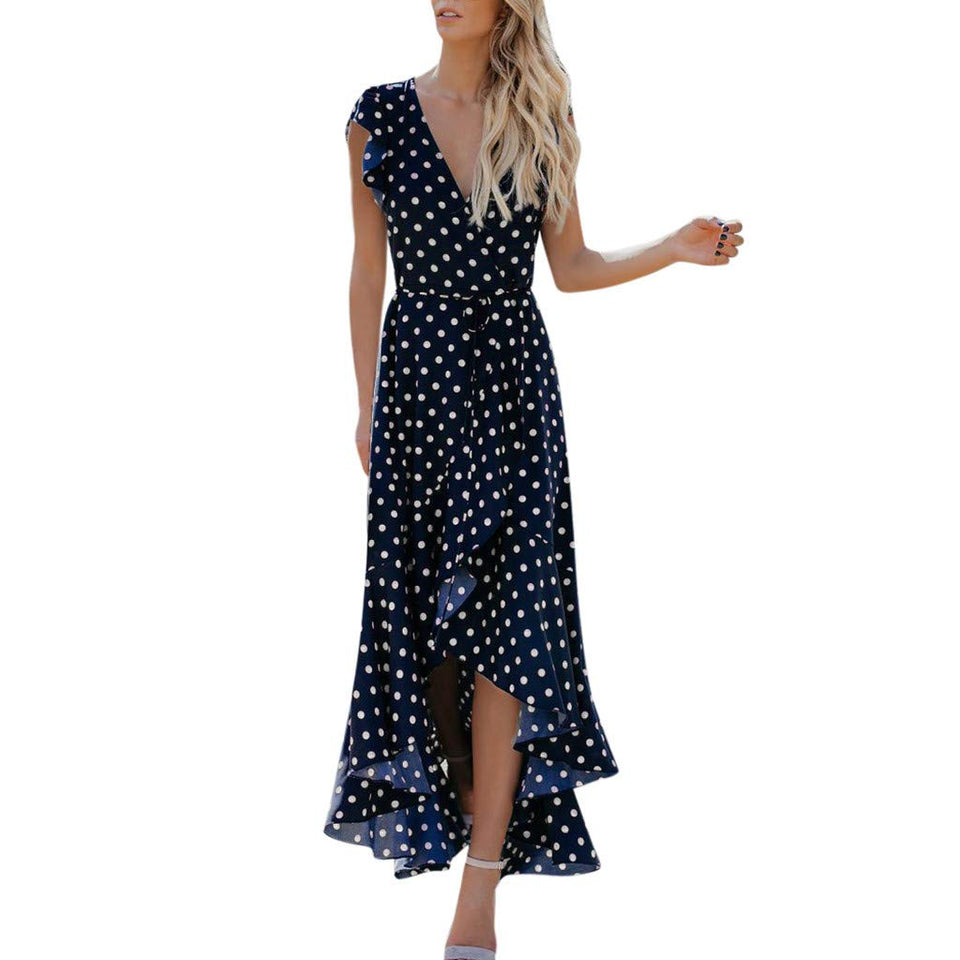 DMZing Maxi Vestido de Mujer a la Moda Casual Lunares Vestido de Sirena Boda Playa Fiesta