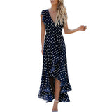 DMZing Maxi Vestido de Mujer a la Moda Casual Lunares Vestido de Sirena Boda Playa Fiesta