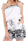 Village Venture Jumper Estampado de Flores Primavera/Verano Fresco(Blanco/Negro) Unitalla-Mod JF360