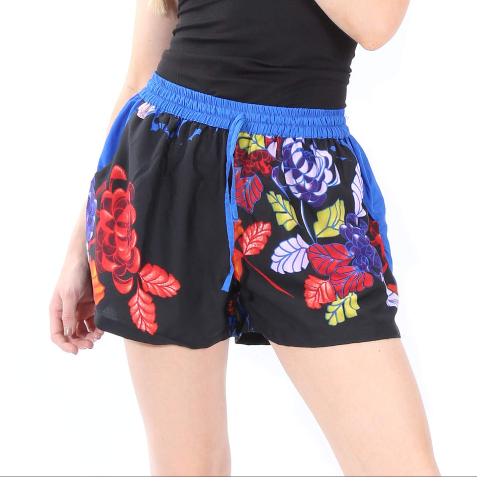 Village Venture Short Corto Estampado Floral Ajustable Unitalla Azul -Mod. S224