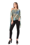 Village Venture Poncho Estampado de Tela Semi Translucida con Botones Unitalla-Mod 2780