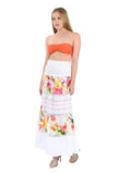 Village Venture Falda/Vestido Estampado Floral con Encaje Fresca y Casual 100% Algodón (Unitalla, Naranja) Mod 150