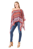 Village Venture Poncho Estampado de Tela Semi Translucida con Botones Unitalla-Mod 2780