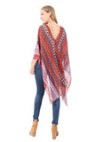 Village Venture Poncho Estampado de Tela Semi Translucida con Botones Unitalla-Mod 2780